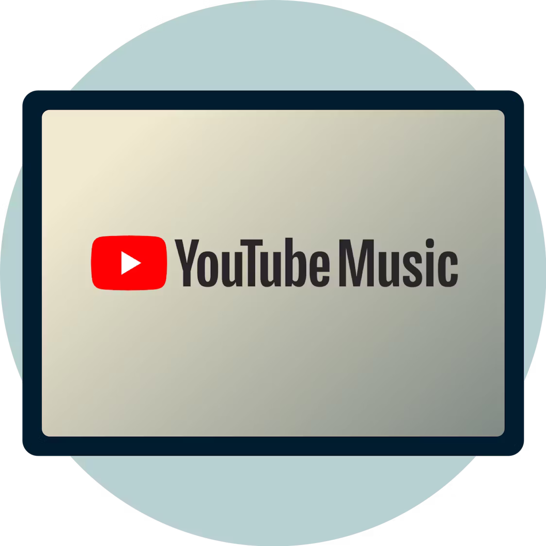 โลโก้ YouTube เพลงบนหน้าจอ.
