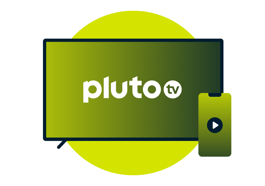Logo de Pluto TV sur un &eacute;cran