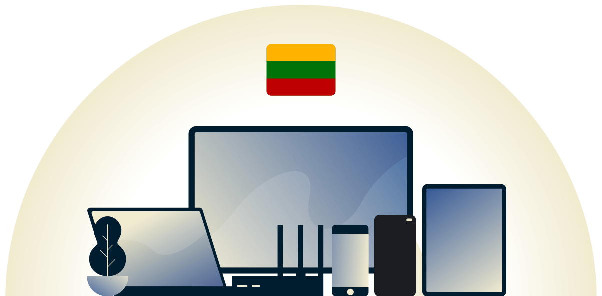 Una VPN de Lituania protegiendo una variedad de dispositivos.