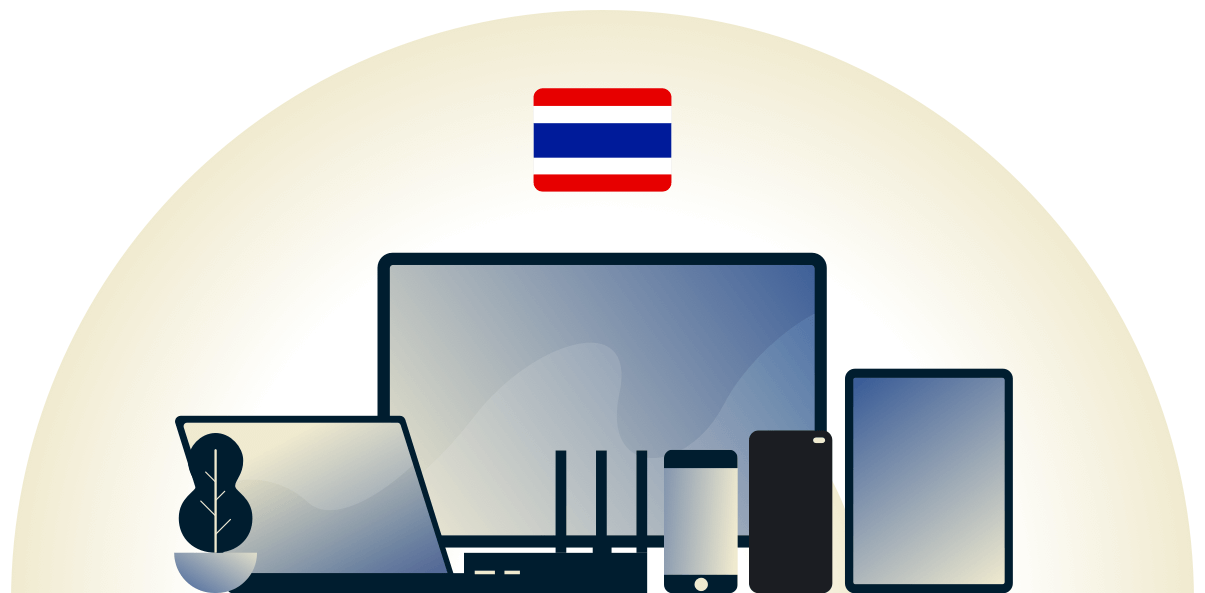 VPN pour la Thaïlande protégeant une variété d'appareils.